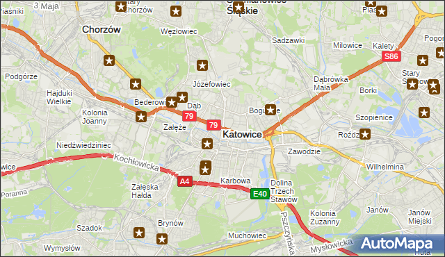 mapa Katowic, Katowice na mapie Targeo