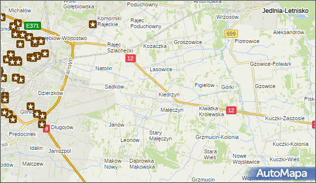 mapa Kiedrzyn gmina Gózd, Kiedrzyn gmina Gózd na mapie Targeo