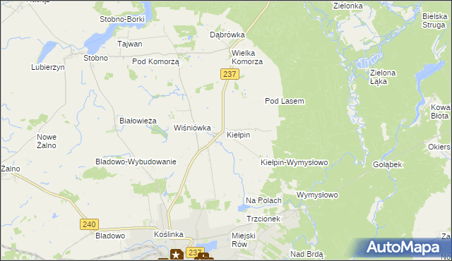 mapa Kiełpin gmina Tuchola, Kiełpin gmina Tuchola na mapie Targeo