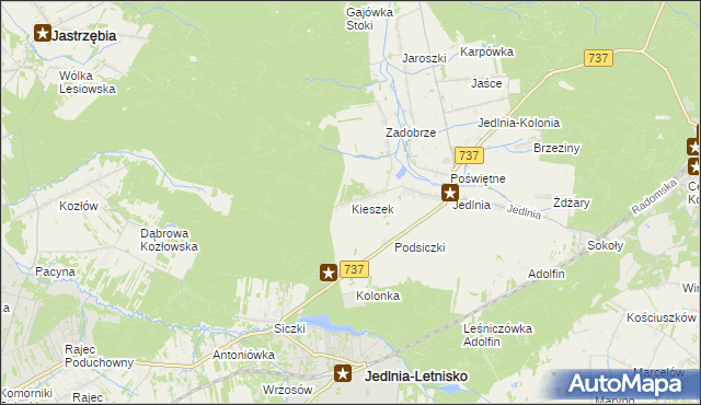 mapa Kieszek, Kieszek na mapie Targeo