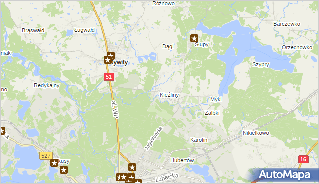 mapa Kieźliny, Kieźliny na mapie Targeo