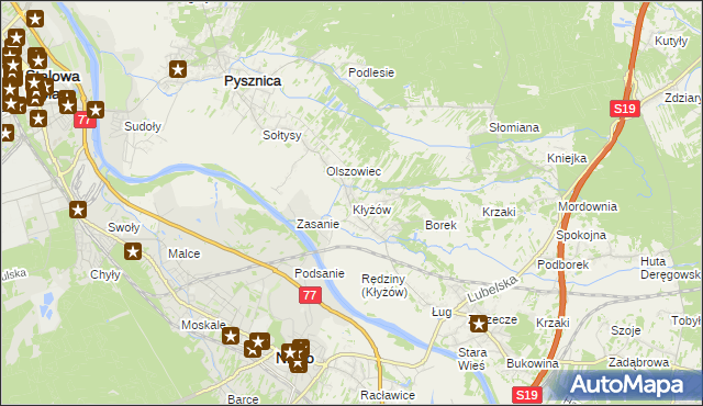 mapa Kłyżów, Kłyżów na mapie Targeo