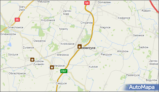 mapa Kobierzyce, Kobierzyce na mapie Targeo