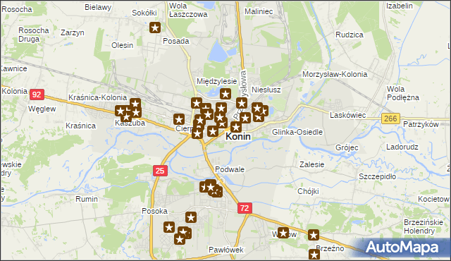 mapa Konina, Konin na mapie Targeo