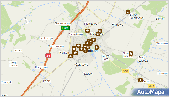 mapa Kościan, Kościan na mapie Targeo