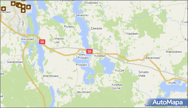 mapa Kosewo gmina Mrągowo, Kosewo gmina Mrągowo na mapie Targeo