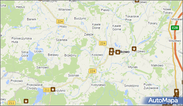 mapa Kosowo gmina Przodkowo, Kosowo gmina Przodkowo na mapie Targeo