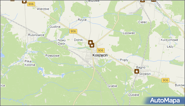 mapa Koszęcin powiat lubliniecki, Koszęcin powiat lubliniecki na mapie Targeo