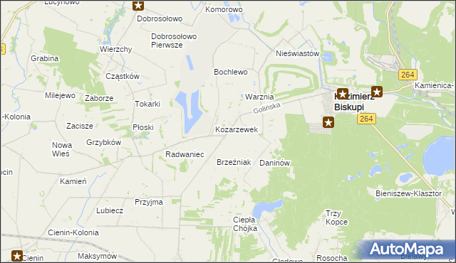 mapa Kozarzew, Kozarzew na mapie Targeo