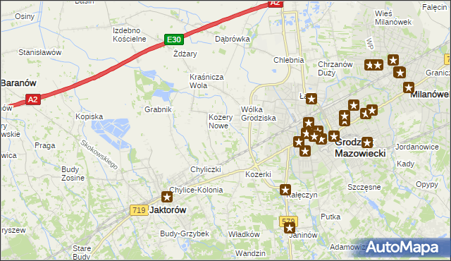 mapa Kozery, Kozery na mapie Targeo