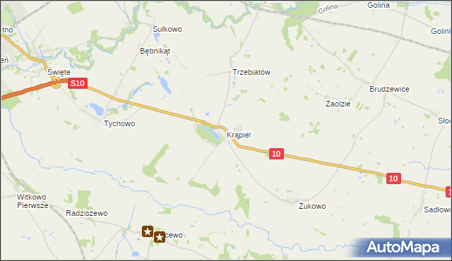 mapa Krąpiel gmina Stargard, Krąpiel gmina Stargard na mapie Targeo