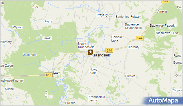 mapa Krasnosielc, Krasnosielc na mapie Targeo