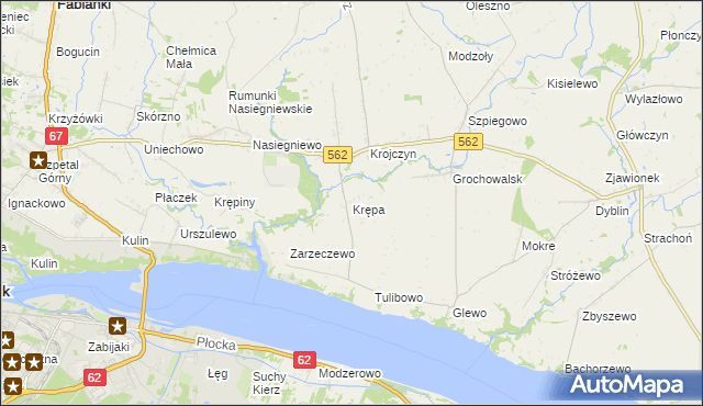 mapa Krępa gmina Dobrzyń nad Wisłą, Krępa gmina Dobrzyń nad Wisłą na mapie Targeo