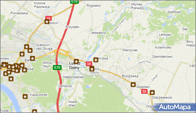 mapa Krobia gmina Lubicz, Krobia gmina Lubicz na mapie Targeo