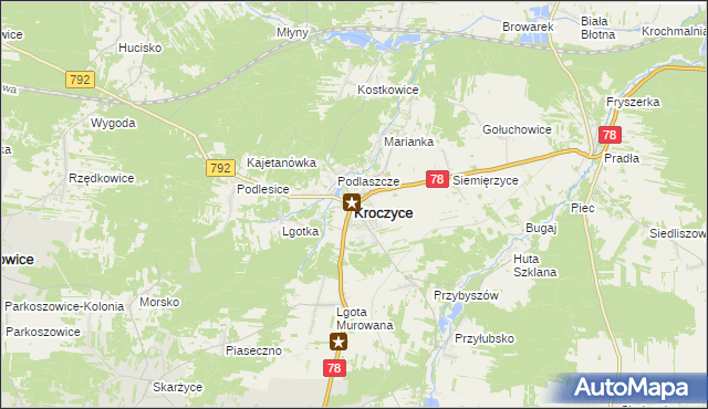 mapa Kroczyce, Kroczyce na mapie Targeo