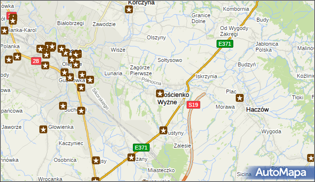 mapa Krościenko Wyżne, Krościenko Wyżne na mapie Targeo