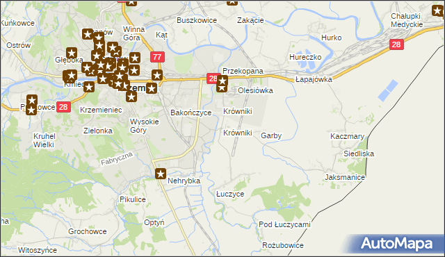 mapa Krówniki gmina Przemyśl, Krówniki gmina Przemyśl na mapie Targeo