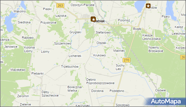 mapa Krukowo gmina Babiak, Krukowo gmina Babiak na mapie Targeo