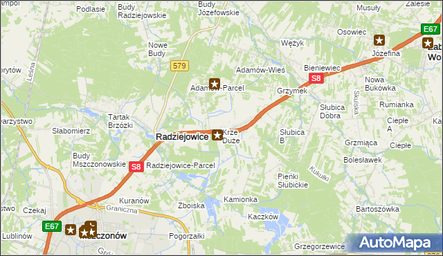 mapa Krze Duże, Krze Duże na mapie Targeo