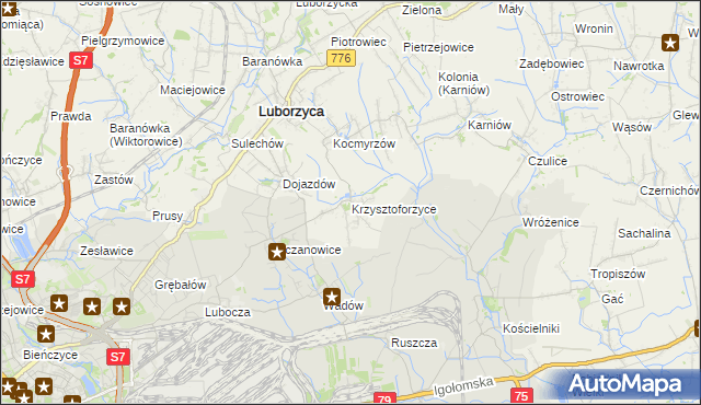 mapa Krzysztoforzyce, Krzysztoforzyce na mapie Targeo