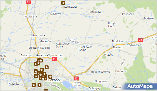 mapa Kujakowice Górne, Kujakowice Górne na mapie Targeo