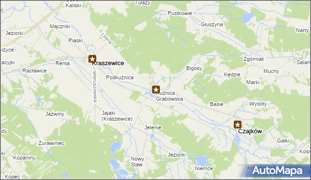 mapa Kuźnica Grabowska, Kuźnica Grabowska na mapie Targeo