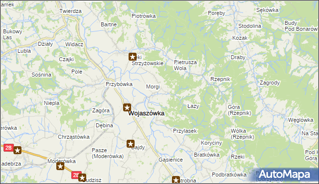 mapa Łączki Jagiellońskie, Łączki Jagiellońskie na mapie Targeo