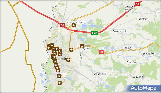 mapa Łagów gmina Zgorzelec, Łagów gmina Zgorzelec na mapie Targeo