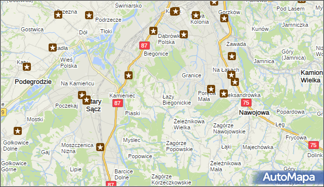 mapa Łazy Biegonickie, Łazy Biegonickie na mapie Targeo
