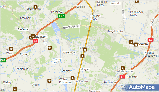 mapa Łazy gmina Lesznowola, Łazy gmina Lesznowola na mapie Targeo