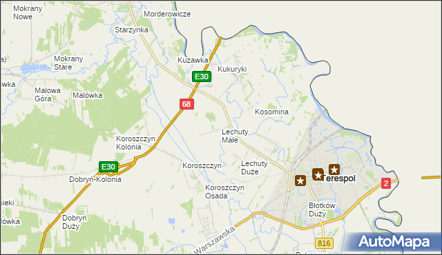 mapa Lechuty Małe, Lechuty Małe na mapie Targeo