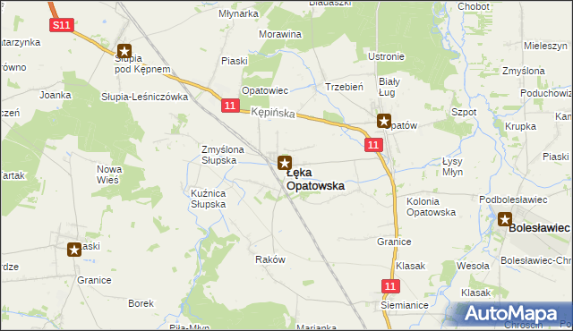 mapa Łęka Opatowska, Łęka Opatowska na mapie Targeo