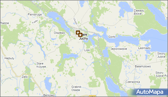mapa Liski gmina Stare Juchy, Liski gmina Stare Juchy na mapie Targeo