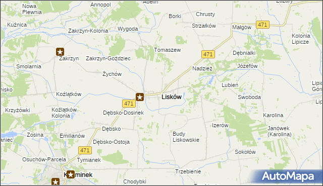 mapa Lisków, Lisków na mapie Targeo