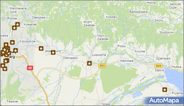 mapa Łopuszna, Łopuszna na mapie Targeo