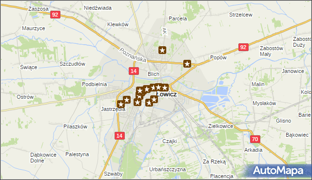 mapa Łowicza, Łowicz na mapie Targeo