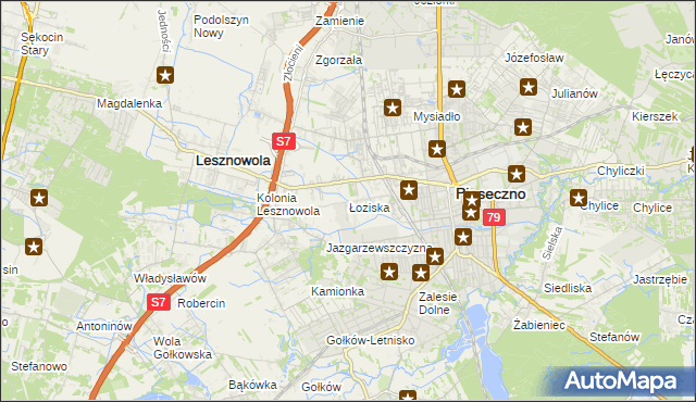 mapa Łoziska, Łoziska na mapie Targeo