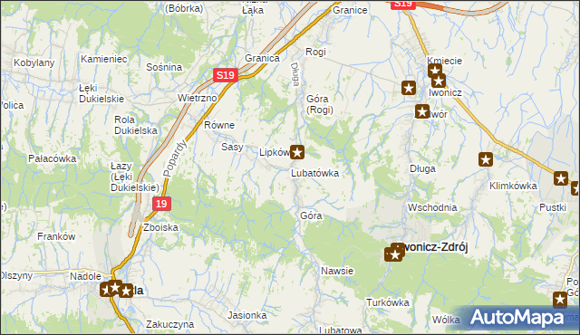 mapa Lubatówka, Lubatówka na mapie Targeo