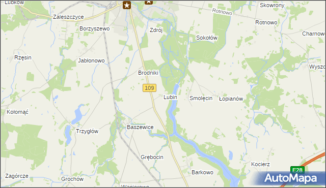 mapa Lubin gmina Gryfice, Lubin gmina Gryfice na mapie Targeo