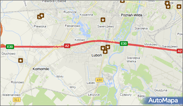 mapa Luboń powiat poznański, Luboń powiat poznański na mapie Targeo