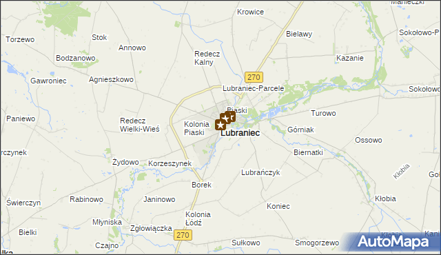 mapa Lubraniec, Lubraniec na mapie Targeo