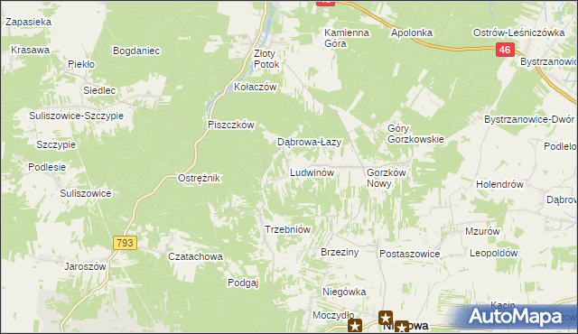 mapa Ludwinów gmina Niegowa, Ludwinów gmina Niegowa na mapie Targeo