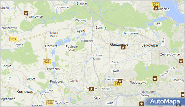 mapa Łuków Śląski, Łuków Śląski na mapie Targeo