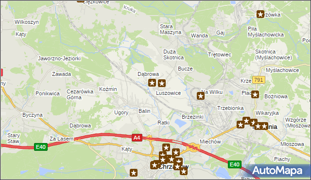 mapa Luszowice gmina Chrzanów, Luszowice gmina Chrzanów na mapie Targeo