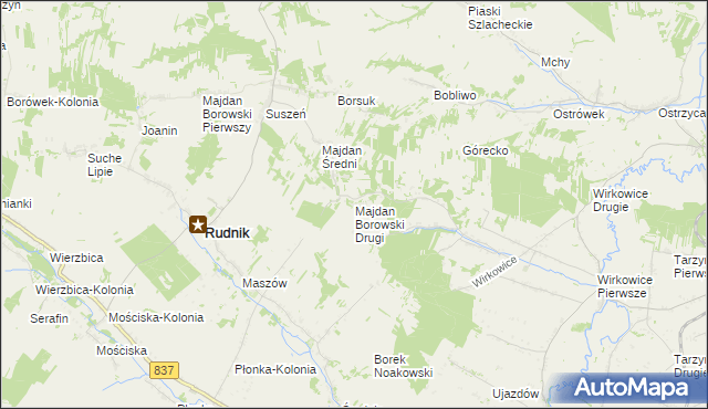 mapa Majdan Borowski Drugi, Majdan Borowski Drugi na mapie Targeo