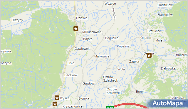 mapa Majkowice gmina Bochnia, Majkowice gmina Bochnia na mapie Targeo