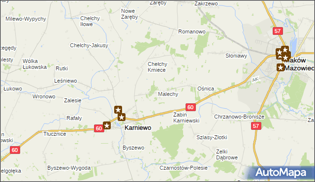 mapa Malechy, Malechy na mapie Targeo