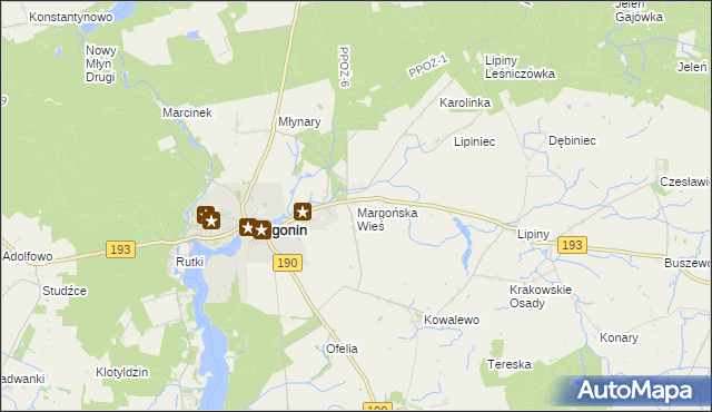 mapa Margońska Wieś, Margońska Wieś na mapie Targeo