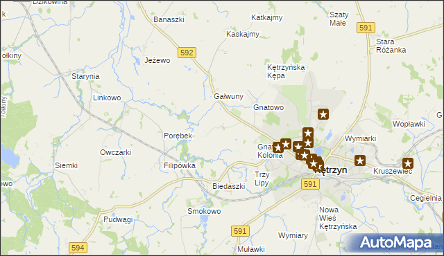 mapa Marszewo gmina Kętrzyn, Marszewo gmina Kętrzyn na mapie Targeo
