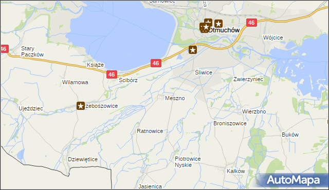 mapa Meszno gmina Otmuchów, Meszno gmina Otmuchów na mapie Targeo